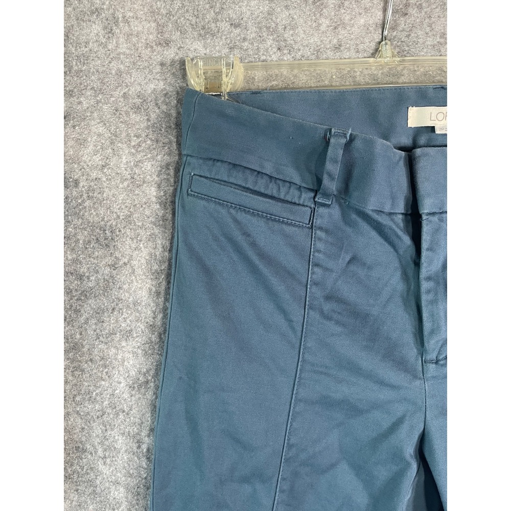 Loft Womens 2P Petite Skinny Ankle Pants Teal Blue Seam Front Trousers Stretch - Picture 4 of 8
